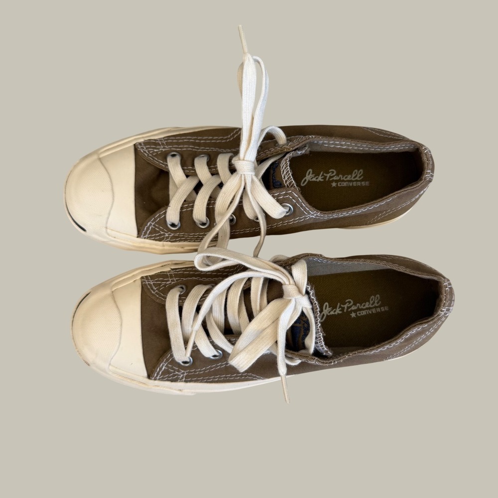 Converse Jack Purcell Low Top Brown Canvas Sneakers - Mens 3.5 Womens 5 - Picture 3 of 7